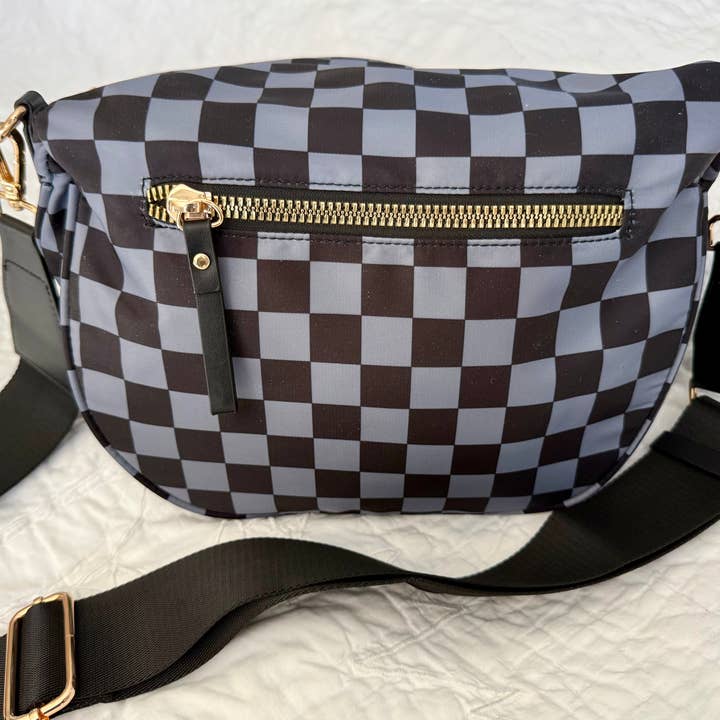 The Classy Cloth WS - Wholesale Belt bag – Women’s - Farah Fanny Pack Crossbody - Black & Grey Checkered RTS1
