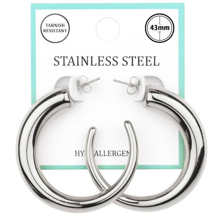 Oblige by G - Wholesale Hoop Earrings - Stainless Steel Hoop PE-7266 PE-72691
