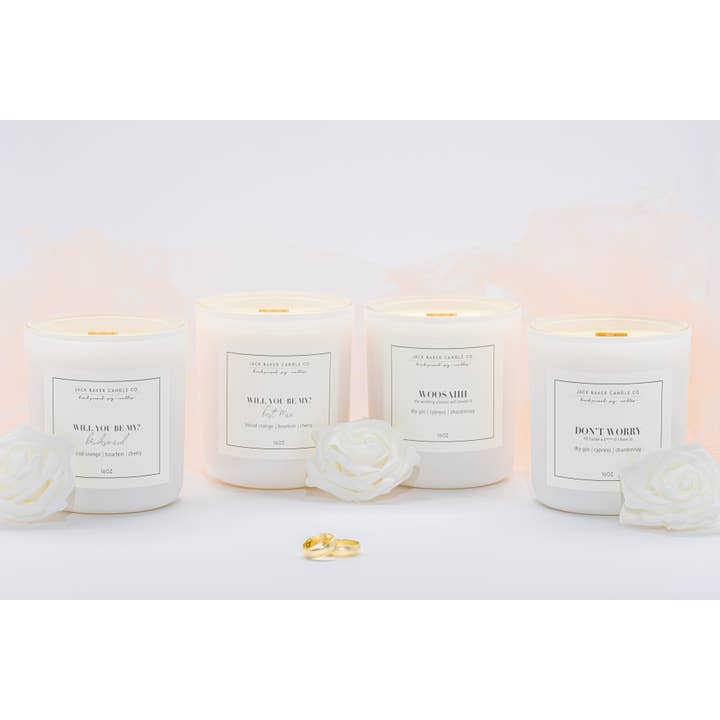 Jack Baker Candle Co - Wholesale Jar/Filled Candle - White Linen / Wedding Collection - Don't Worry 16oz