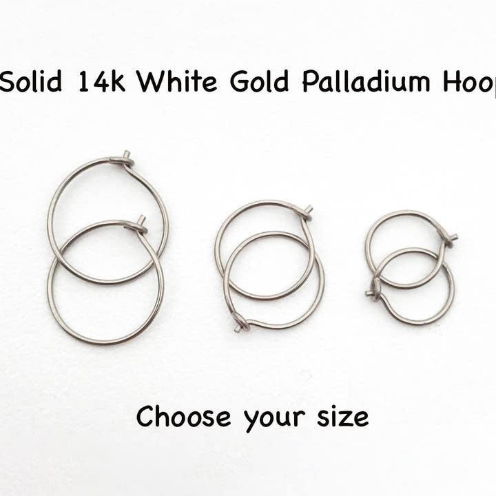 Thin Solid 14k White Gold Palladium Hoops for wholesale by Sunlight Silver Jewelry