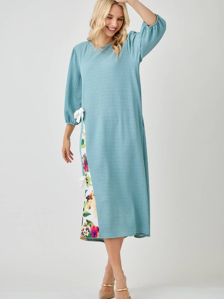 Celeste Clothing - Wholesale Dress - Women's - WOMEN'S MODEST SIDE BOW DRESS WITH PUFF SLEEVES AND POCKETS47