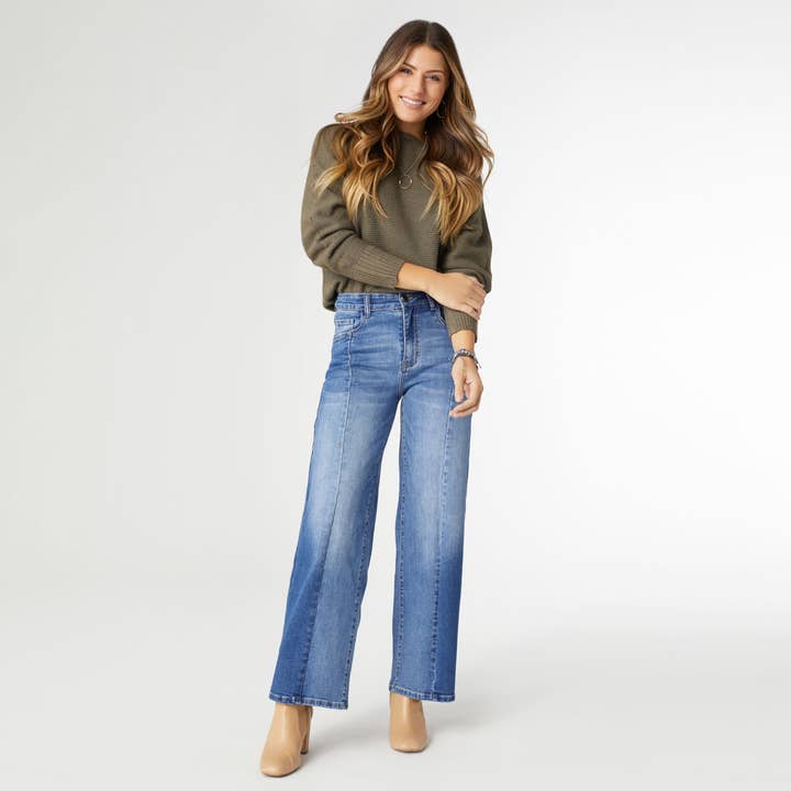 Medium Denim EverStretch Wide Leg Dual Wash for wholesale on Faire