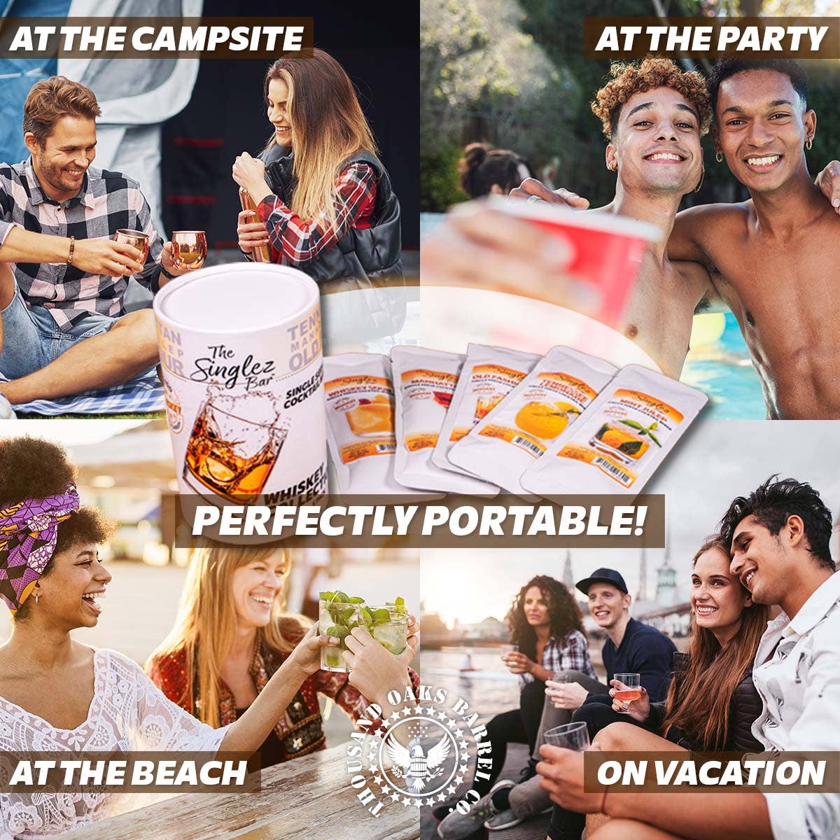 ThousandOaksBarrelCo. - Wholesale Cocktail Mix/Syrup - Singlez Bar Whiskey Collection- 5-Pack Single Serve Mixers5