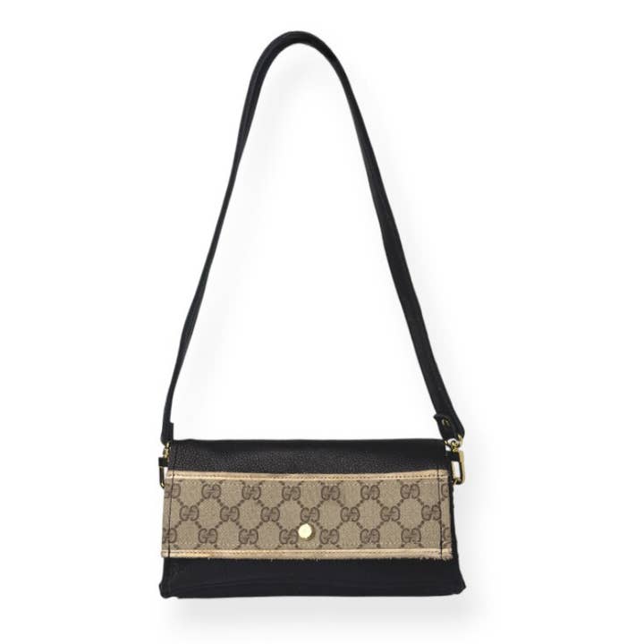 Beaudin Wholesale - Vente Sac porté épaule – femme - Sac à bandoulière Madison en cuir noir | Upcycled GG1