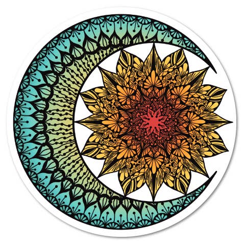 Himmelsk Harmoni–Sol & Måne Klistermærke for engroshandel hos B.Goods Designs