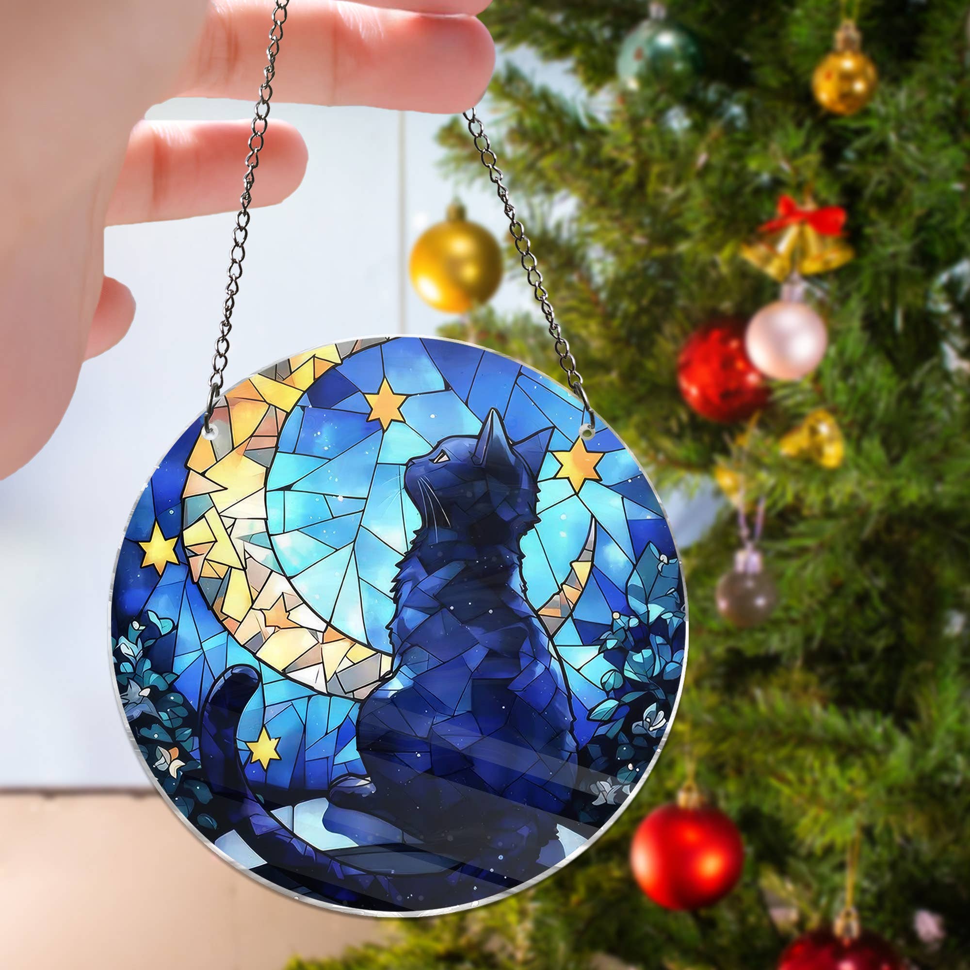 Merchemy - Wholesale Wall Decor - Kids & Baby - Cat and Moon ACRYLIC Window Hanging Ornament Cat Lover Gifts2