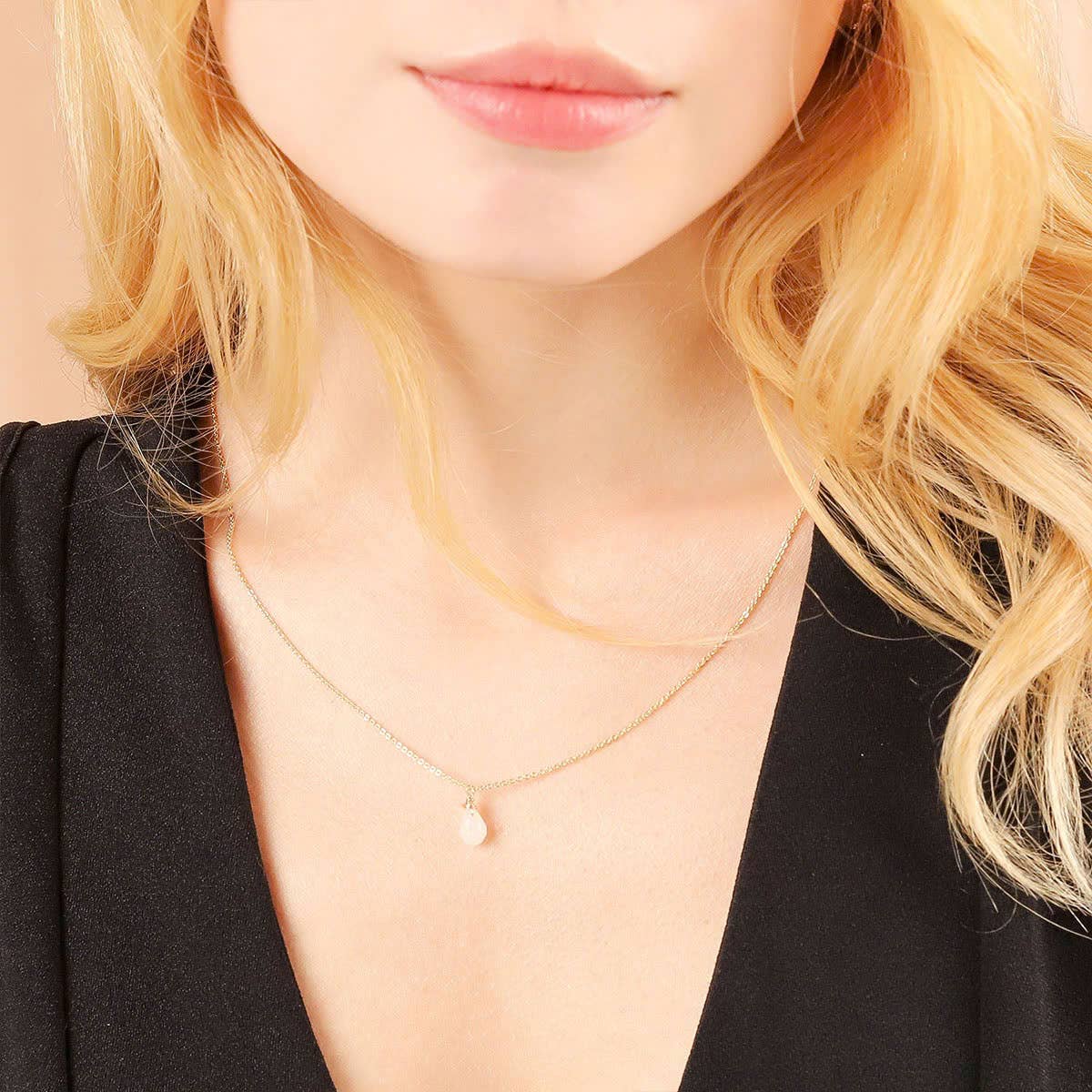 Less is More - Wholesale Pendant/Charm Necklace - Single Moonstone Drop Necklace (Gold or Silver)1