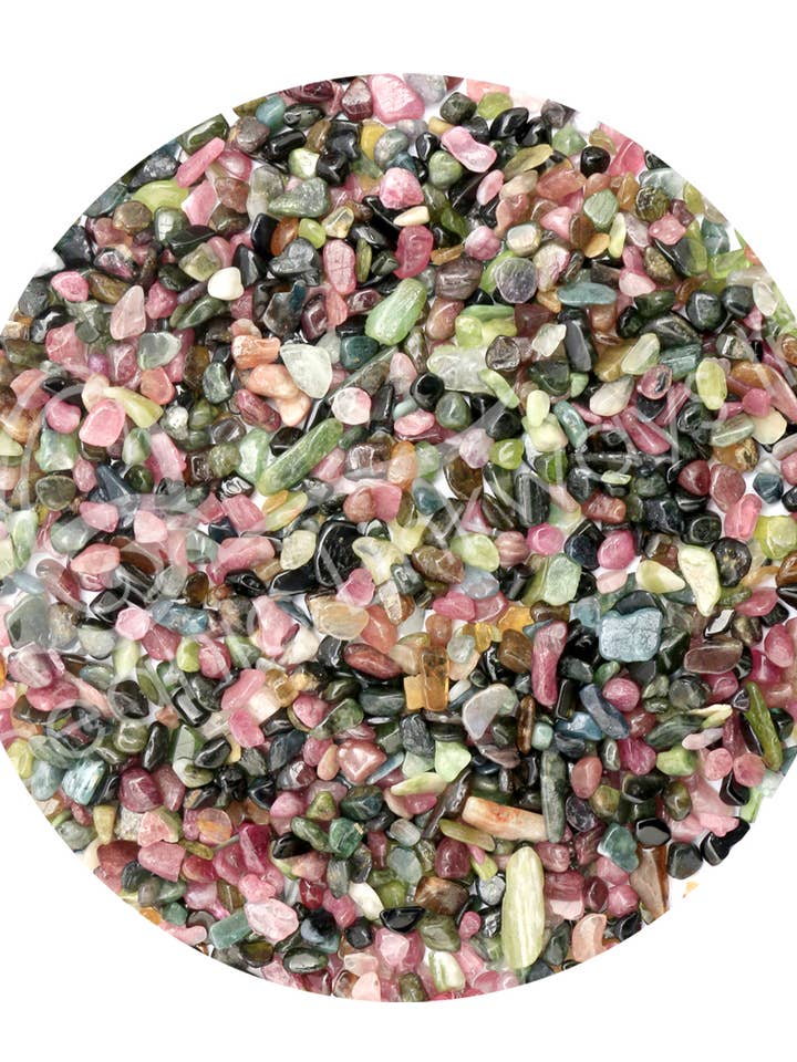 (KG)TUMBLED CHIPS - TOURMALINE, RAINBOW 3-5 MM for wholesale by Oceanic Linkways Inc