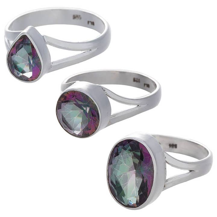 Anillo Mystic Topaz con vástago dividido, formas variadas para venta al por mayor de Kheops International