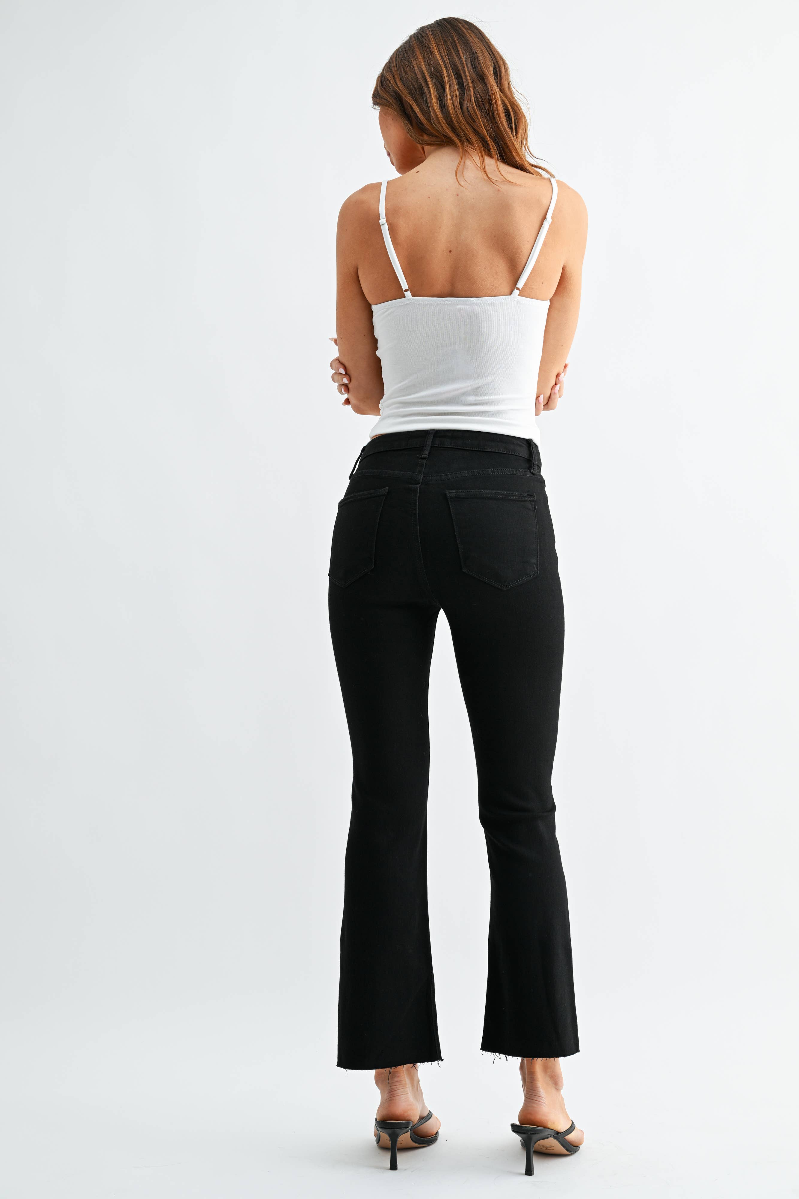 JUST BLACK DENIM - Wholesale Jeans - Women's - BP370J-A - BLACK - HR Tonal Crop Flare3