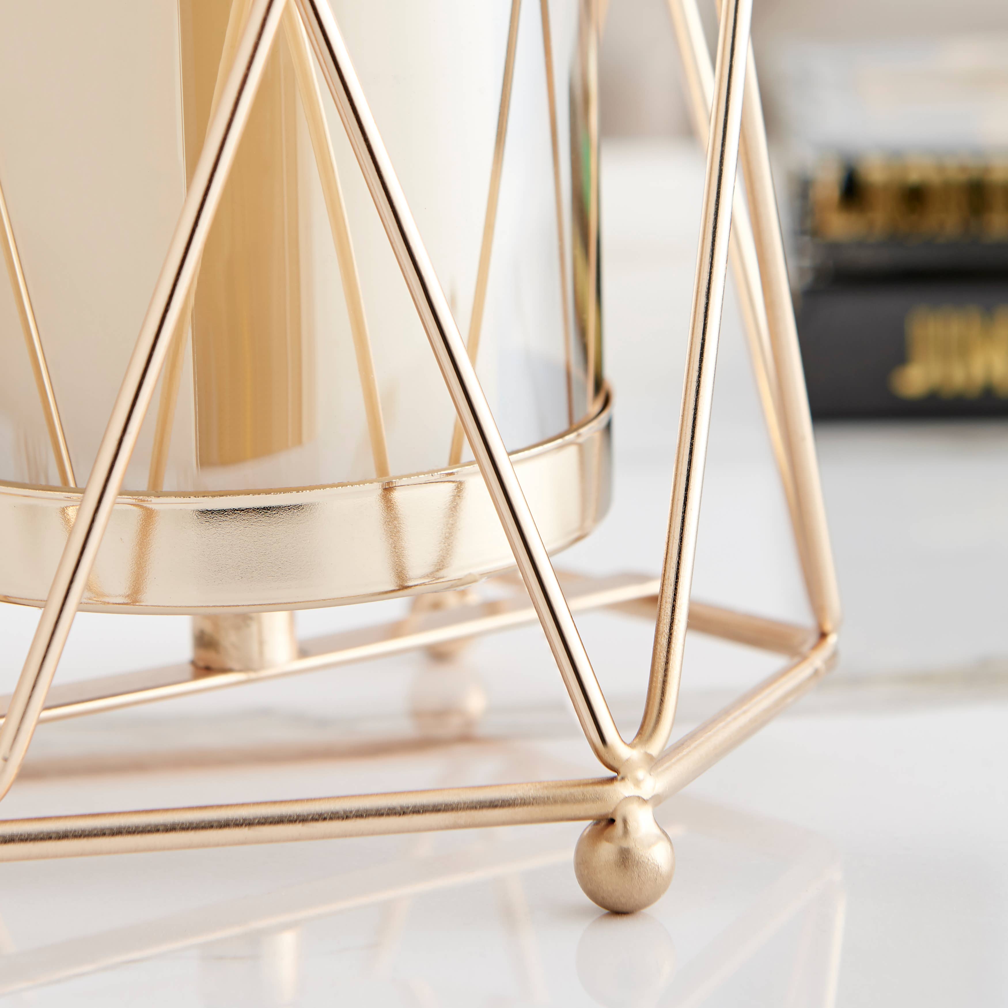 Danya B - Wholesale Candle Holder - Prism Warm Gold Hurricane Candle Holders - Set of 210