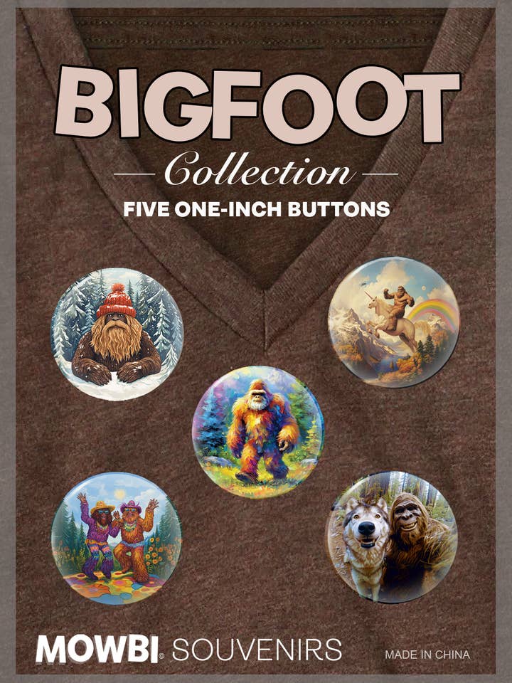 Bigfoot Sasquatch Button Collection #2 – Fun Set for wholesale by Mowbi Souvenir