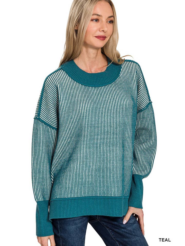 Vanilla Monkey - Wholesale Knit Sweater - Women's - Exposed Seam Two Tone Sweater8