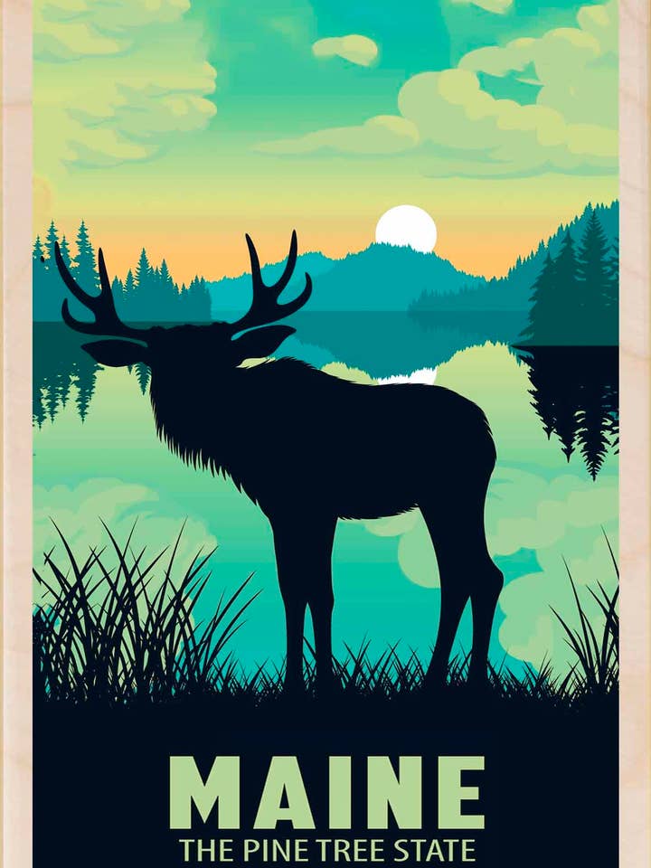 Maine - Cartes et aimants écologiques pour la vente par THE WOODEN POSTCARD COMPANY