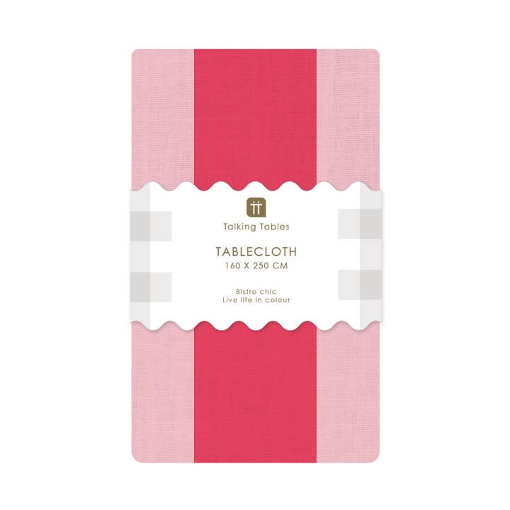 Pink Stripe Cotton XL Tablecloth - 160cm x 250cm | Valentines | for wholesale by Talking Tables EU