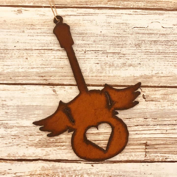 Universal Ironworks USA - Wholesale Ornament - Winged Guitar With Heart Music Ornament0