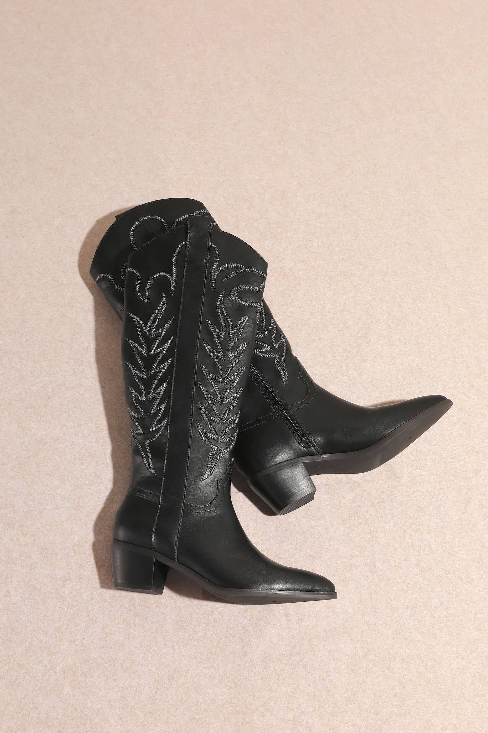 CCOCCI - Vente Bottes de cowboy – femme - Bottes western hautes en suède synthétique avec broderie8
