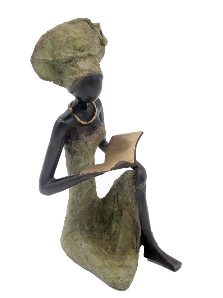 Bronze assis à poser 55 cm vert n°1 pour la vente par Lafi Bala