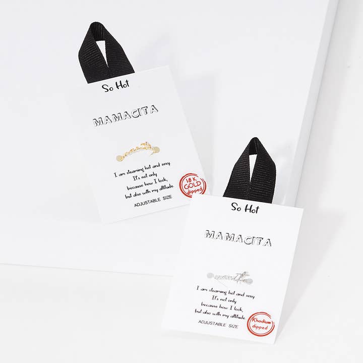 Gold-Dipped Script MAMACITA Adjustable Ring for wholesale by Fashion City