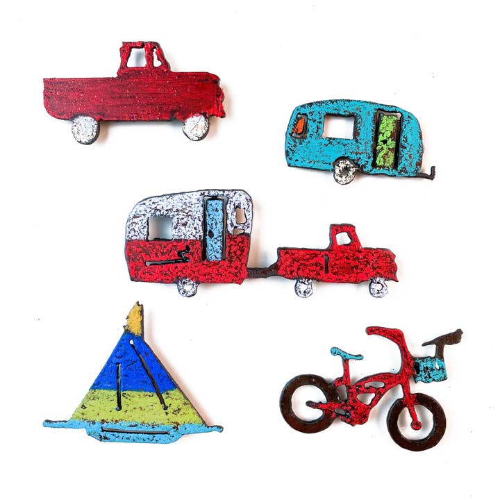 Pickup truck camper bike sailboat Magnet KOA lodge souvenirs for wholesale by Whimsies