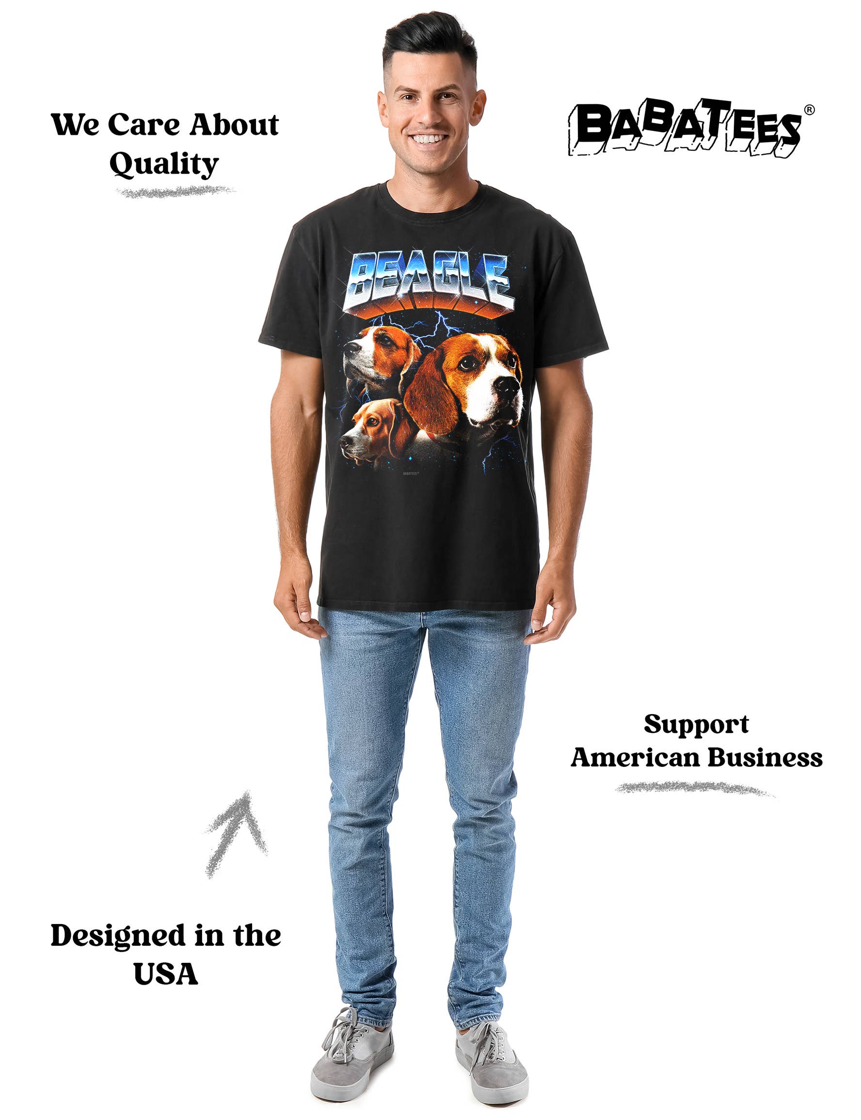 BabaTees - Wholesale Screen Printed T-Shirt - Unisex - Beagle Tshirt for Men & Women 80s Epic Heavy Metal Style4