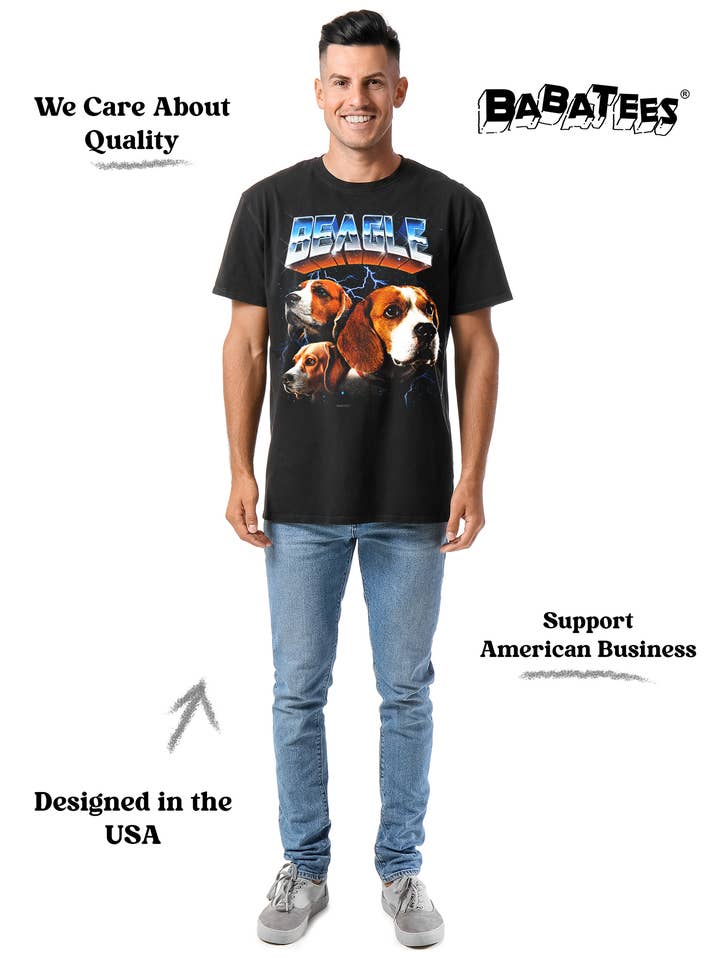 BabaTees - Wholesale Screen Printed T-Shirt - Unisex - Beagle Tshirt for Men & Women 80s Epic Heavy Metal Style4