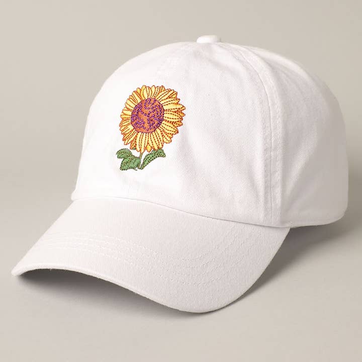 Fashion City - Wholesale Baseball Cap - Women's - Sunflower Embroidery Baseball Cap Hat12
