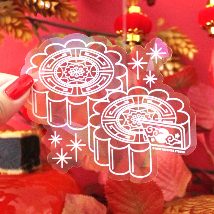 Autocollant « Mooncakes » pour fenêtre en forme d'attrape-soleil arc-en-ciel (4 x 3,5) pour la vente par New Heights Studio