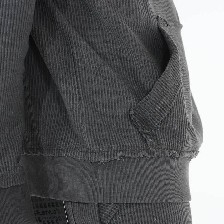 Stylo – Fato de treino – Homem por atacado – Fato de Treino em Veludo Canelado Antracite com Bainha Larga e Justa10