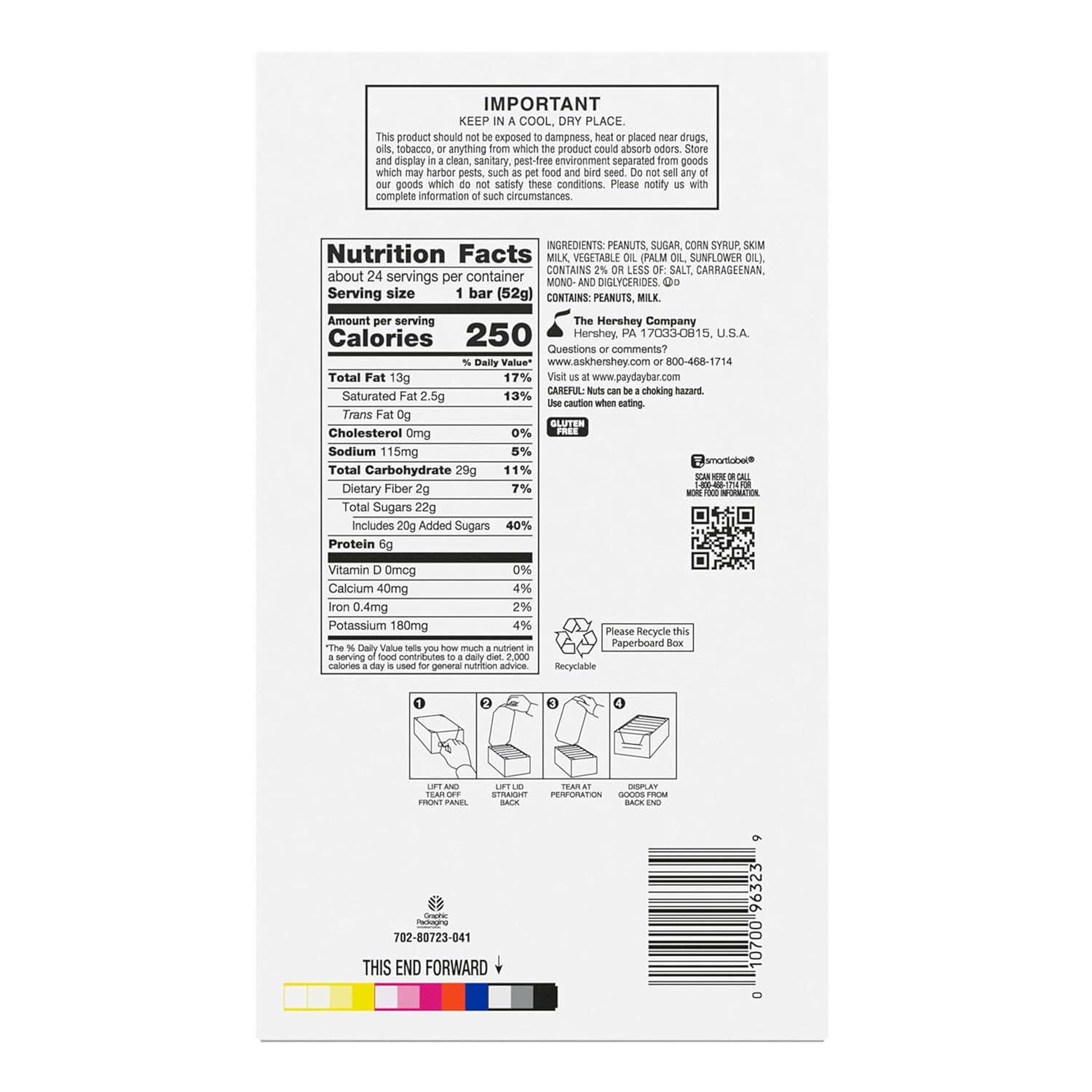 Snacky Candy - Wholesale Chocolate Bar - Payday Peanut Caramel Bar 1.85 oz 24 count5