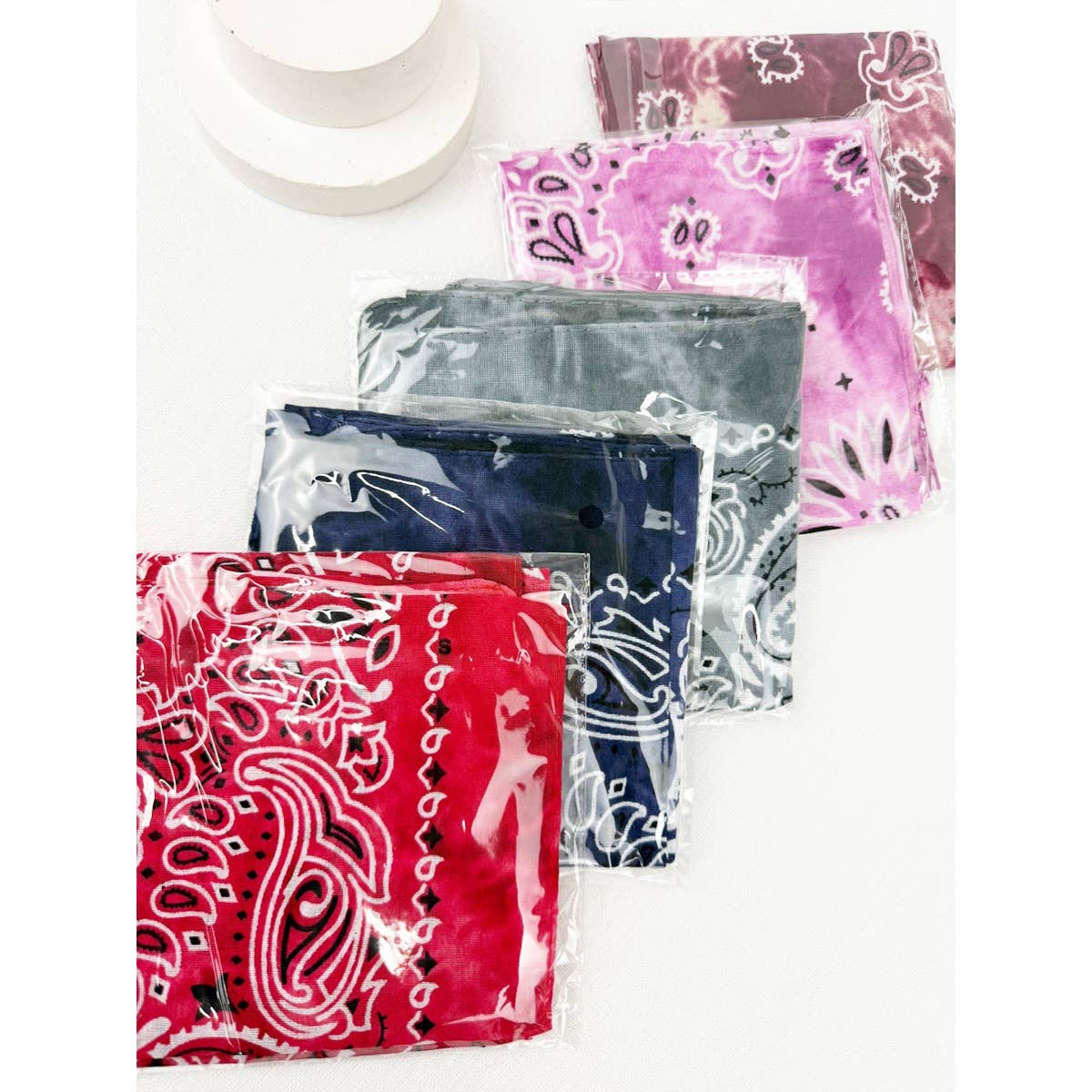 MIX COLOR Tie Dyed Pasley Pattern Bandanas for wholesale on Faire6