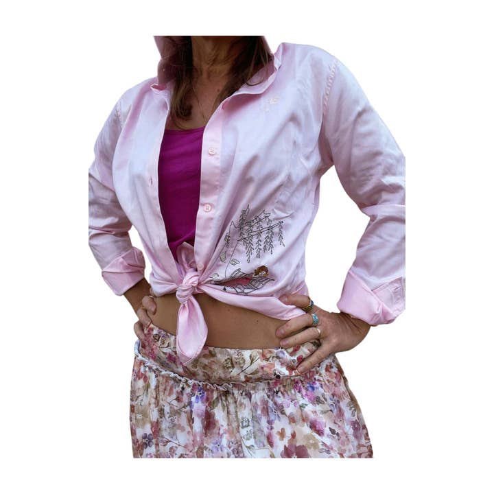 Camisa bordada Elise, en rosa para venta al por mayor de Elles et No.