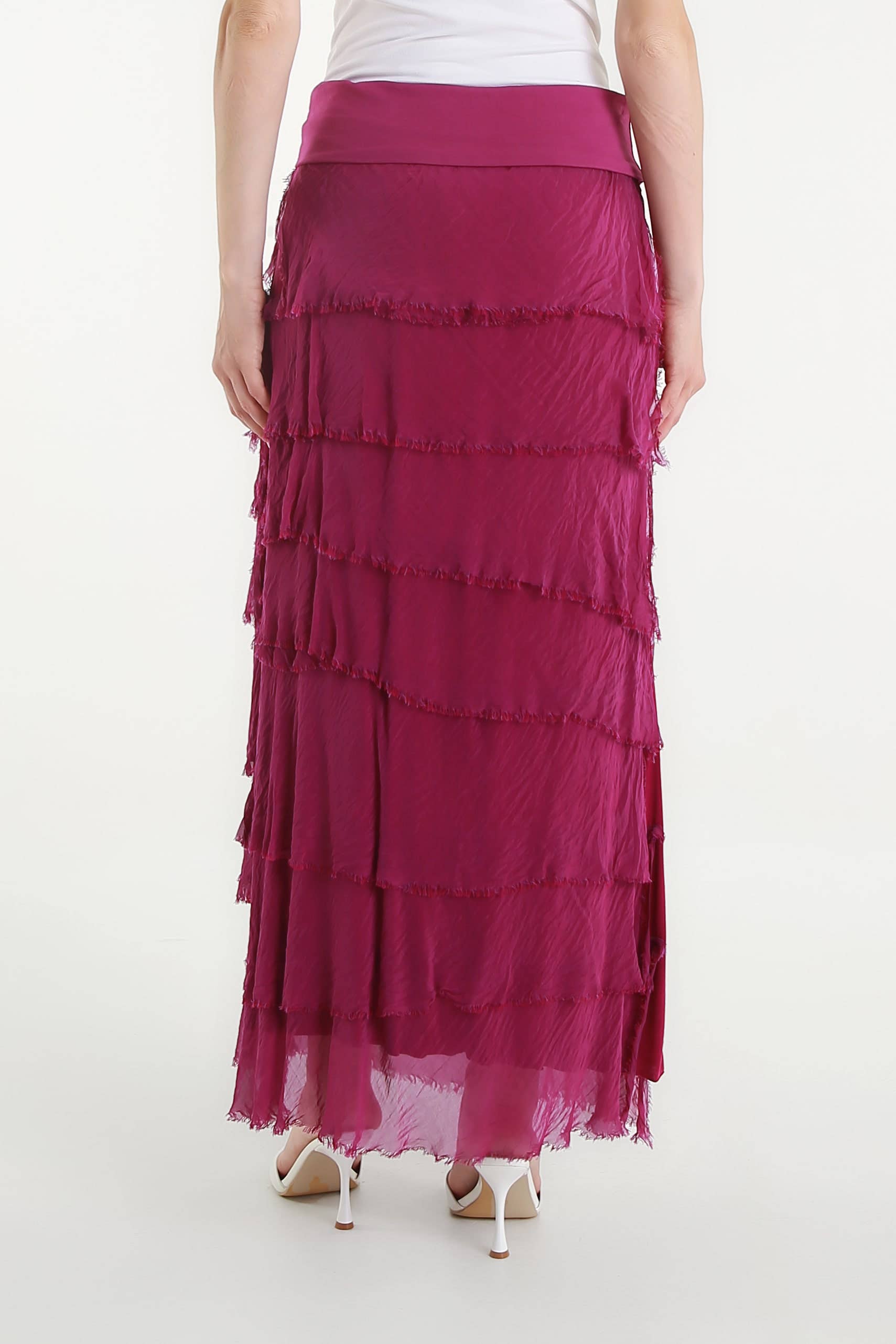 TINA Stephens Italy/Tees By Tina - Wholesale Skirt - Women's - Elisa Silk Ruffle Skirt (SL201)37