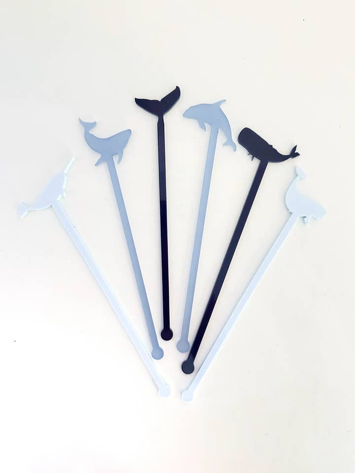 Ensemble de Bâtonnets Mélangeurs Baleines pour la vente par Lucky Lemon Paper Co.