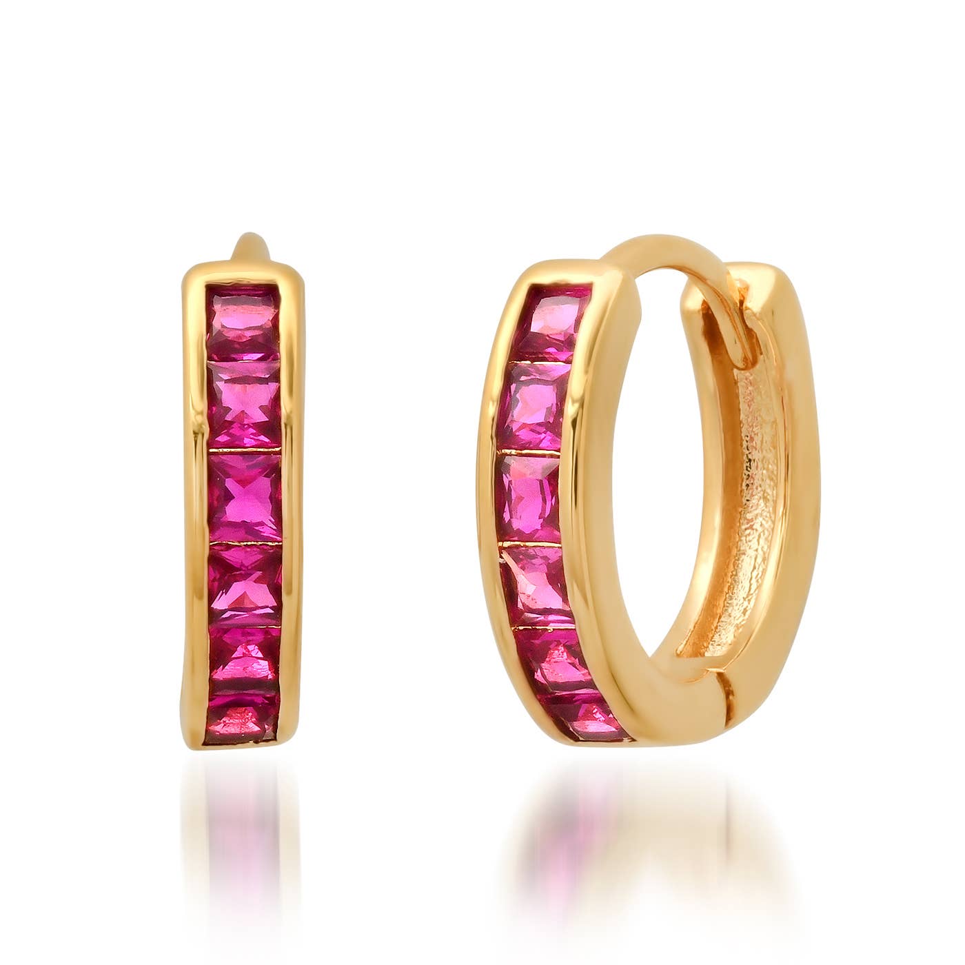 Tai Jewelry - Wholesale Huggie Earrings - Channel Set Princess Cut CZ Huggies2