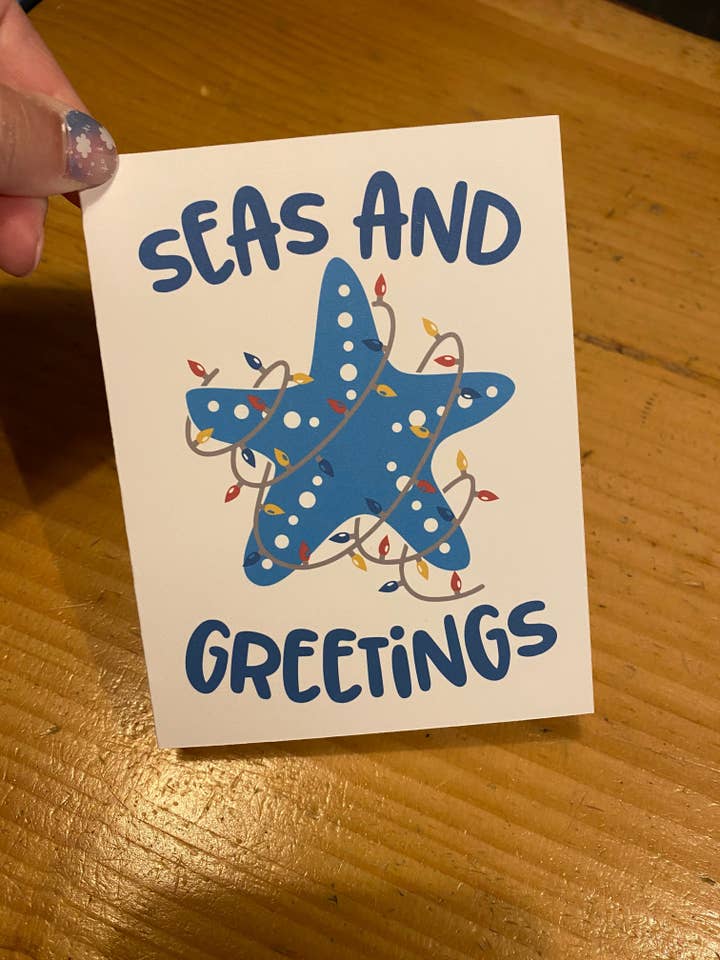 Sea Starfish Themed Christmas Card- Seasons Greetings Card for wholesale by Jewels For Hope