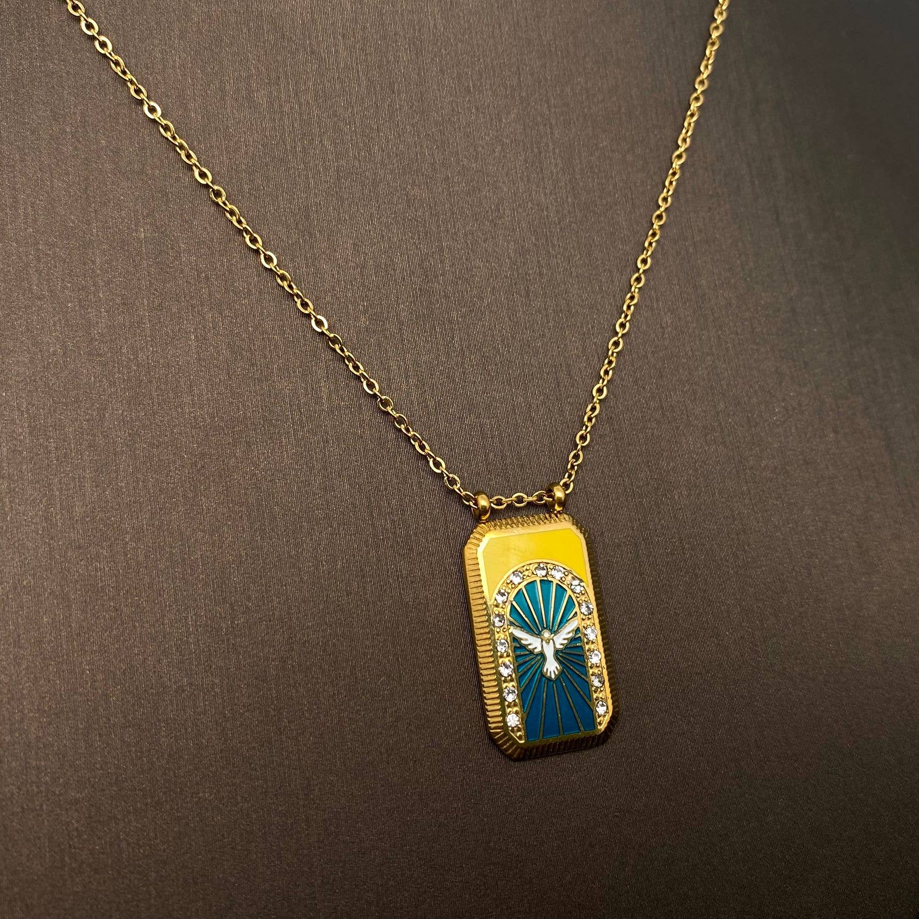 Mio Queena - Wholesale Halskettinghanger - CZ emaille tarot hanger ketting van 18K goud verguld roestvrij staal - Mio Queena3