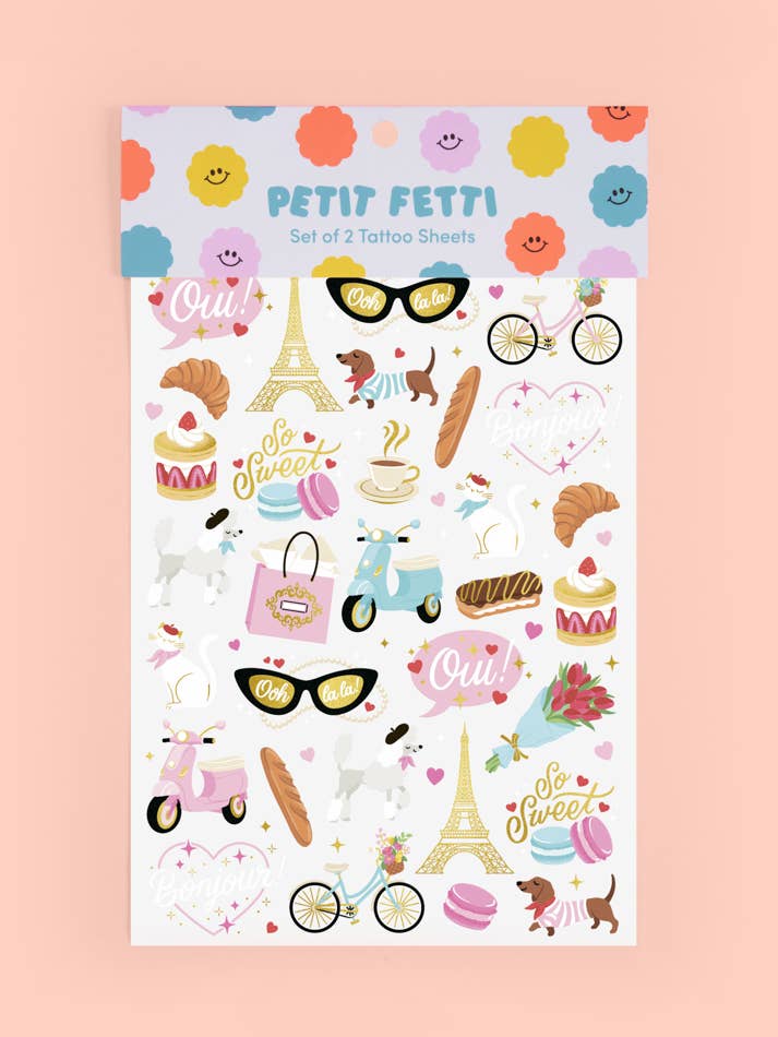 Kids Paris Temporary Tattoos, Birthday Party Favors, Gift for wholesale by Petit Fetti