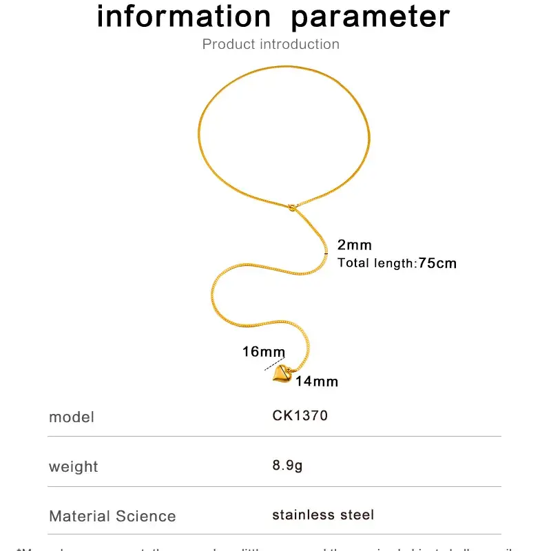 Sweet Cherry Sky - Wholesale Pendant/Charm Necklace - Stainless Steel Sweater Chain Necklace with Heart Jewlery7