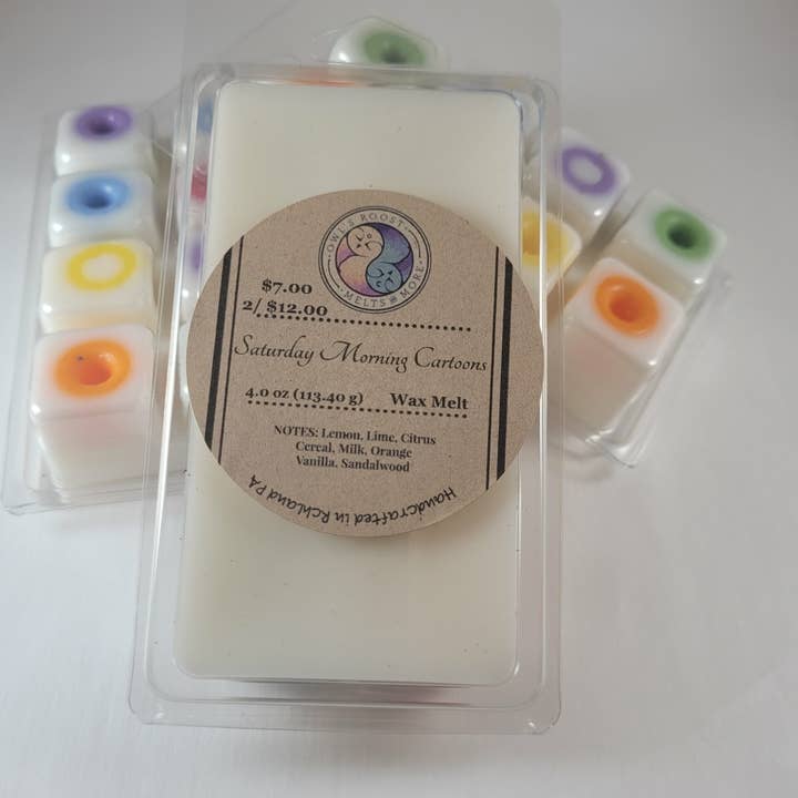 Saturday Morning Cartoons for wholesale by Owls Roost Melts and More
