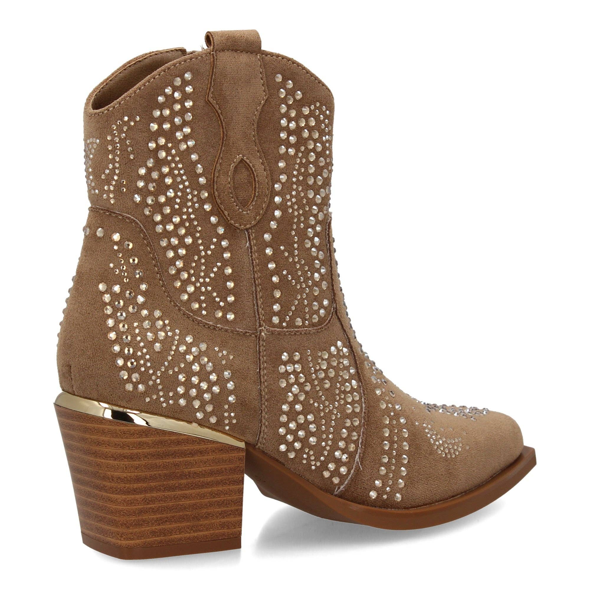 Brideluxe Mayorista - Wholesale Booties - Women's - Khaki boots with shiny details3