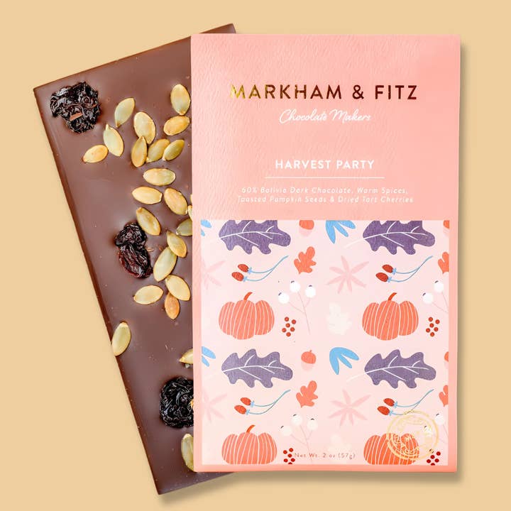 Markham & Fitz Chocolate - Wholesale Chocolate Bar - Harvest Party Dark Chocolate Bar0