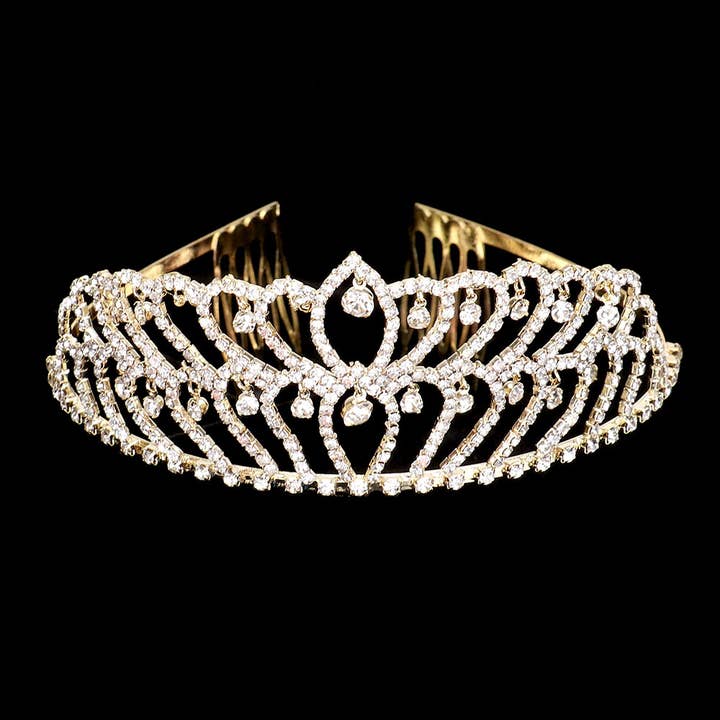 Sensibling Corp. - Wholesale Tiara - Women's - Rhinestone Crystal Dangle Pageant Princess Tiara5