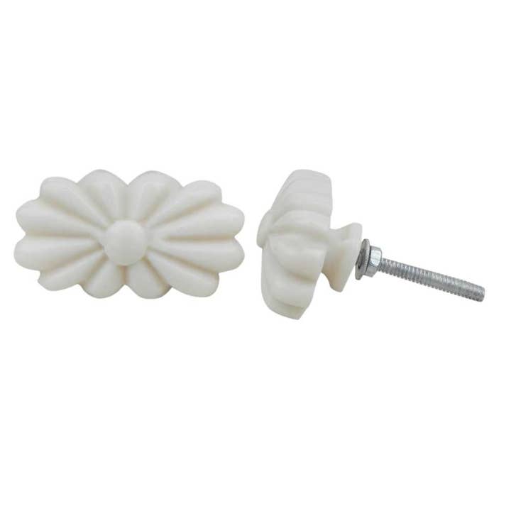 Bone Dresser Knob Flower Kids Room Cream Pulls -1 Piece for wholesale by Daana Paani LLC