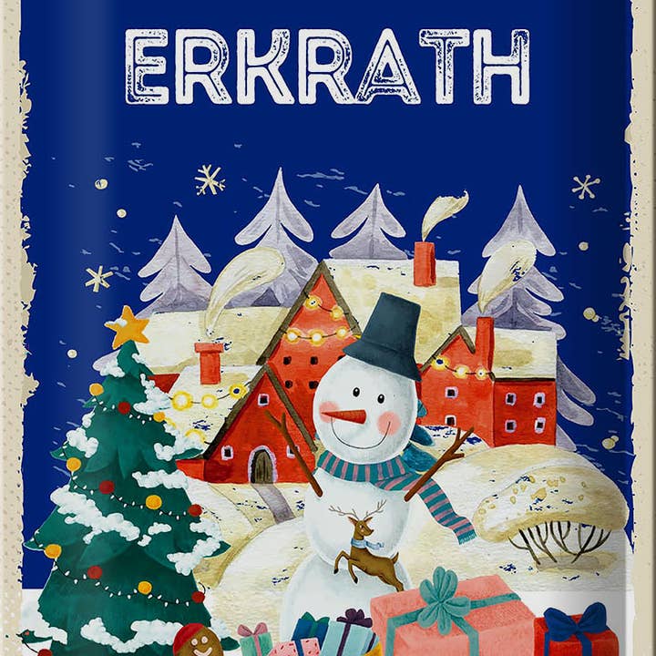 Christmas greetings from ERKRATH 20x30cm tin sign for wholesale by Femer
