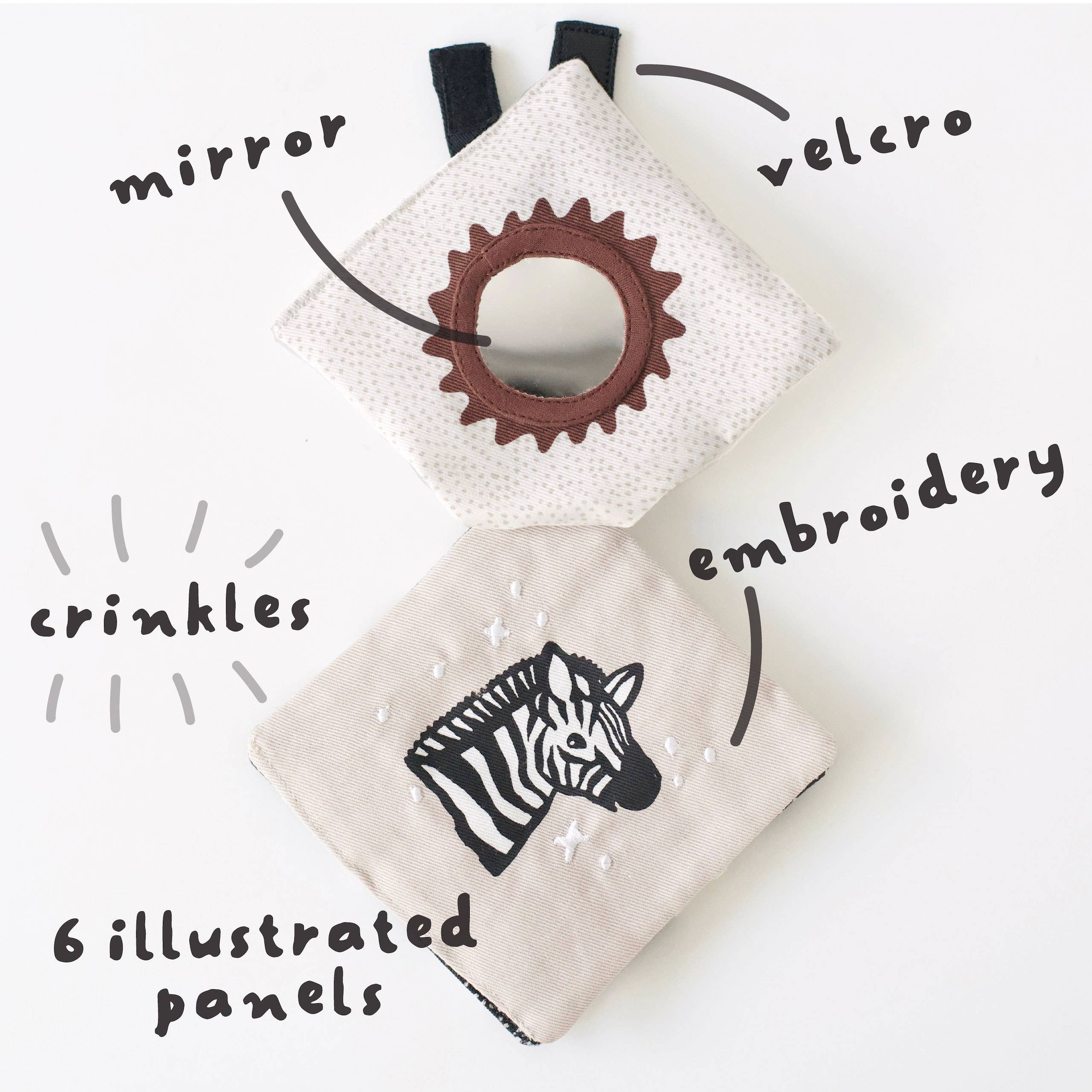 Wee Gallery - Wholesale Crinkle Tag Toy - Baby - Crinkle Pages Stroller Activity Toy for Baby - Wild1