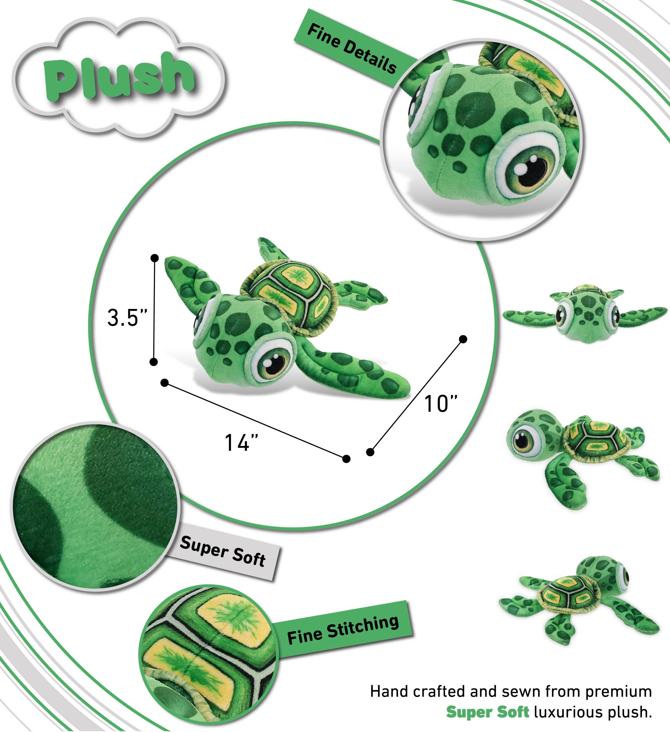 Cota Global - Wholesale Stuffed/Plush Toy - Kids & Baby - Plush Buddies - Green Sea Turtle2
