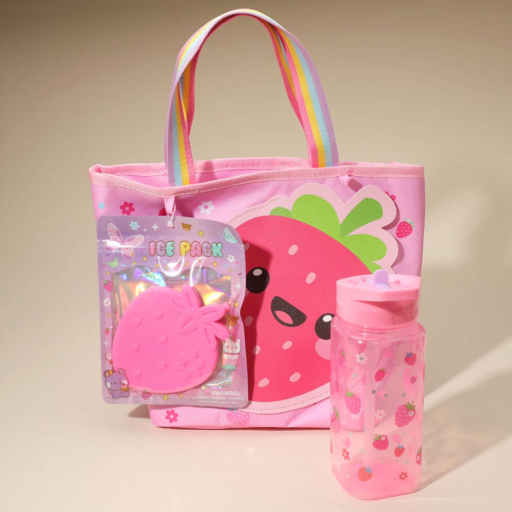 Sensibling Corp. - Wholesale Lunch Bag/Box - Kids - 3PCS - HOT FOCUS Kids Strawberry Lunch Essentials0