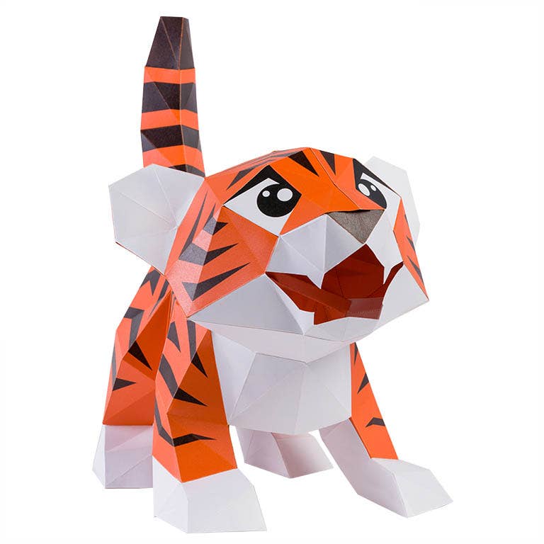 PAPERCRAFT WORLD - Vente Kit de bricolage - Modèle origami à double usage Baby Tiger, lampe animalière13