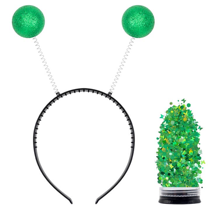 Funcredible - Wholesale Costume - Women's - Green Alien Headband with Glitter - Alien Accessories (2pcs)